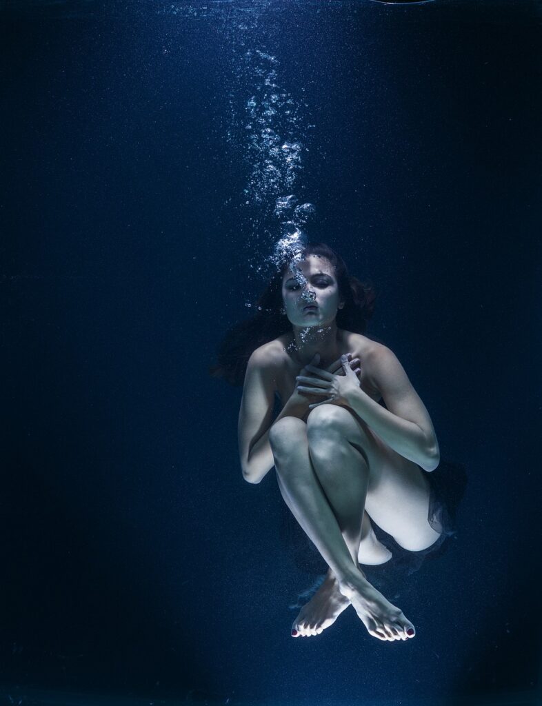 woman, swimming, underwater